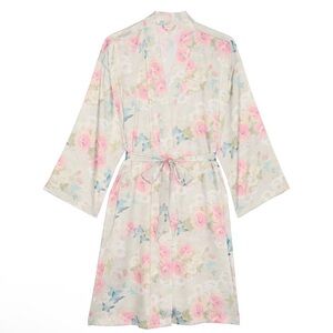 Victoria’s Secret satin midi robe delicate garden pink blue pastel color